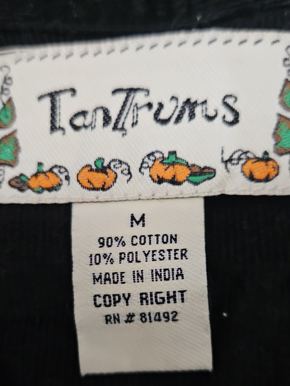 Tantrums Black Halloween Patchwork Vest with Orange & Cream Accents Size Medium - Picture 9 of 11